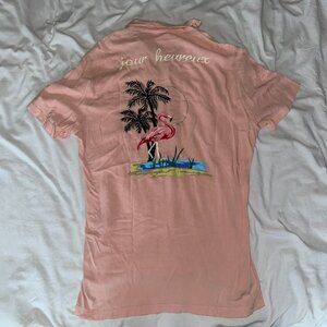 Zara Man Embroidered Flamingo Small Shirt
